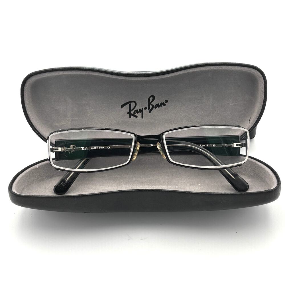 Ray-Ban RB6124 Titanium RX Eyeglass Frames 52-17 Black Semi Rimless w/ Case